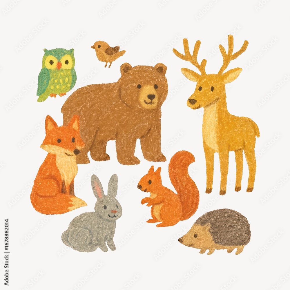 Naklejka premium Charming woodland animals illustration.