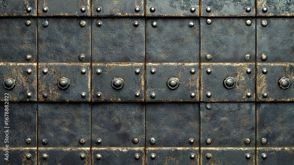 Fototapeta premium metal iron wall texture background with circle pattern 