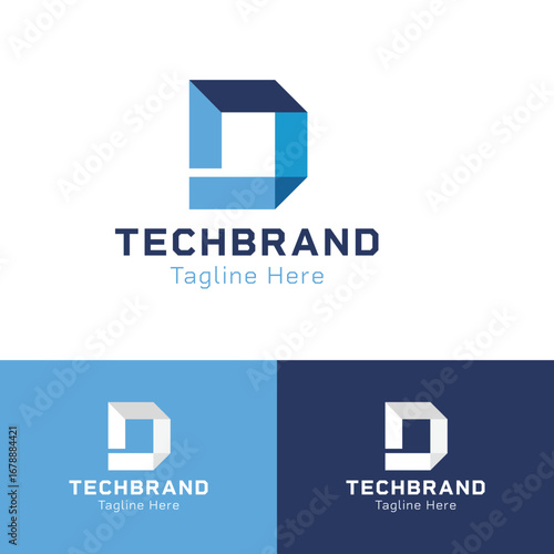 Modern and bold paper folding letter D logo symbol icon flat stock vector design