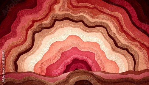 Abstract red and brown layered wave pattern design