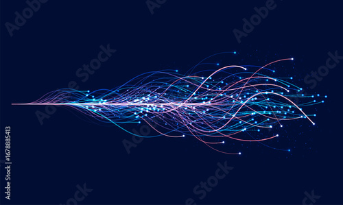 Ai technology. Concept of artificial intelligence. Blue and dots lines. Digital, communication, science, networks
