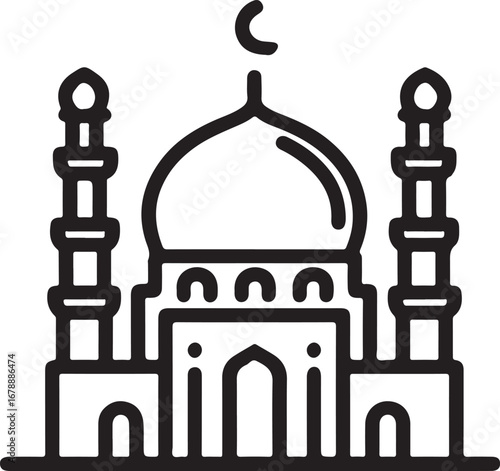 Islamic mosque architecture icon line art symbolizing faith and spirituality vector