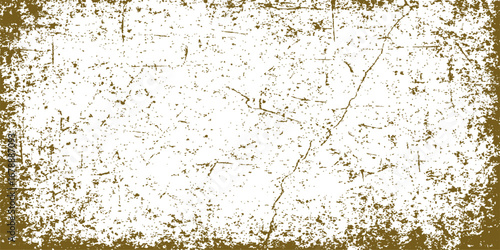 Close up macro shot of an old textured grunge paper with vintage patterns and a rusty metal plate