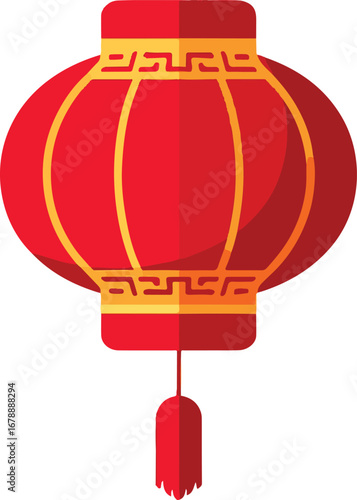 Traditional red chinese lantern with golden decorative elements for festive celebrations vector