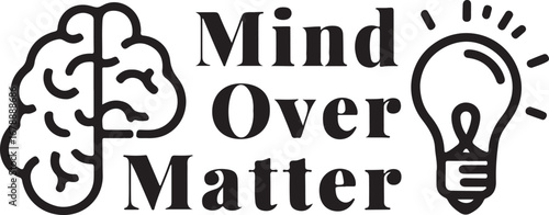 Mind over matter symbol with brain and lightbulb icon representing ideas and intellect vector