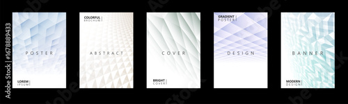 Collection of abstract futuristic covers, templates, placards, brochures, banners, flyers, backgrounds. Modern creative 3d textured posters. Vector color polygonal geometric templates