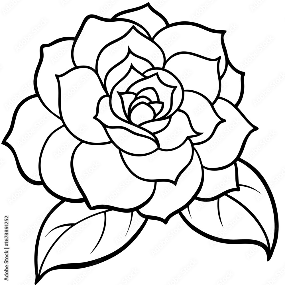 Camellia Line Art Illustration