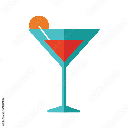 Cocktail glass glyph and line vector illustration