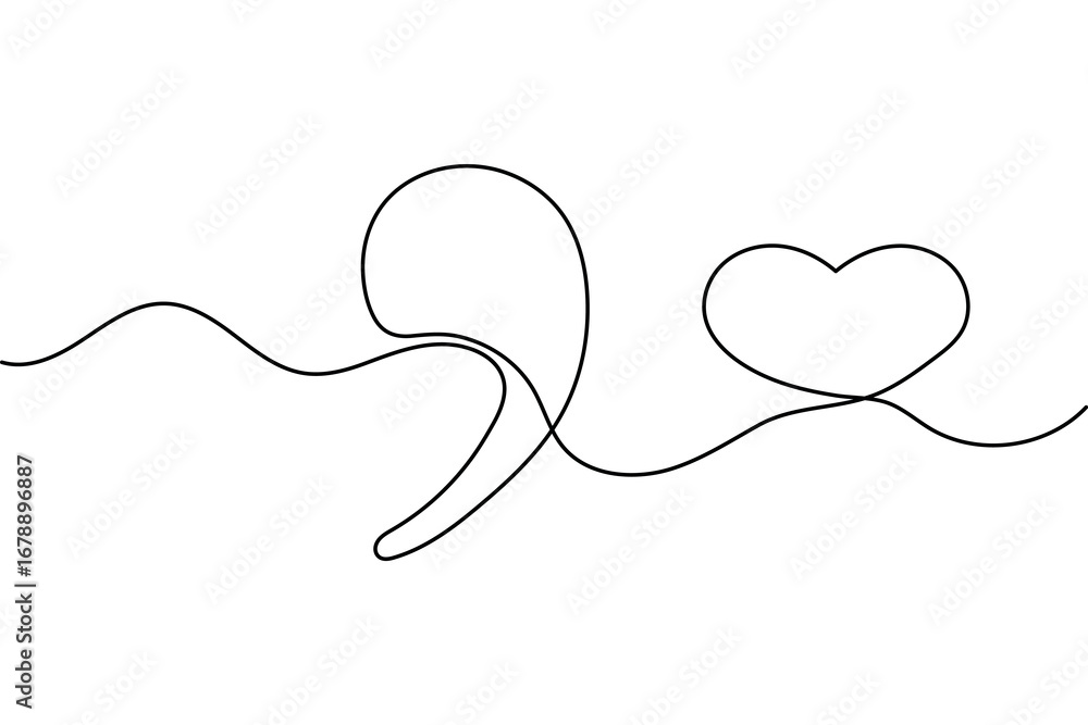 Fototapeta premium Quotes mark continuous one line abstract drawing isolated minimalist outline vector illustration design 