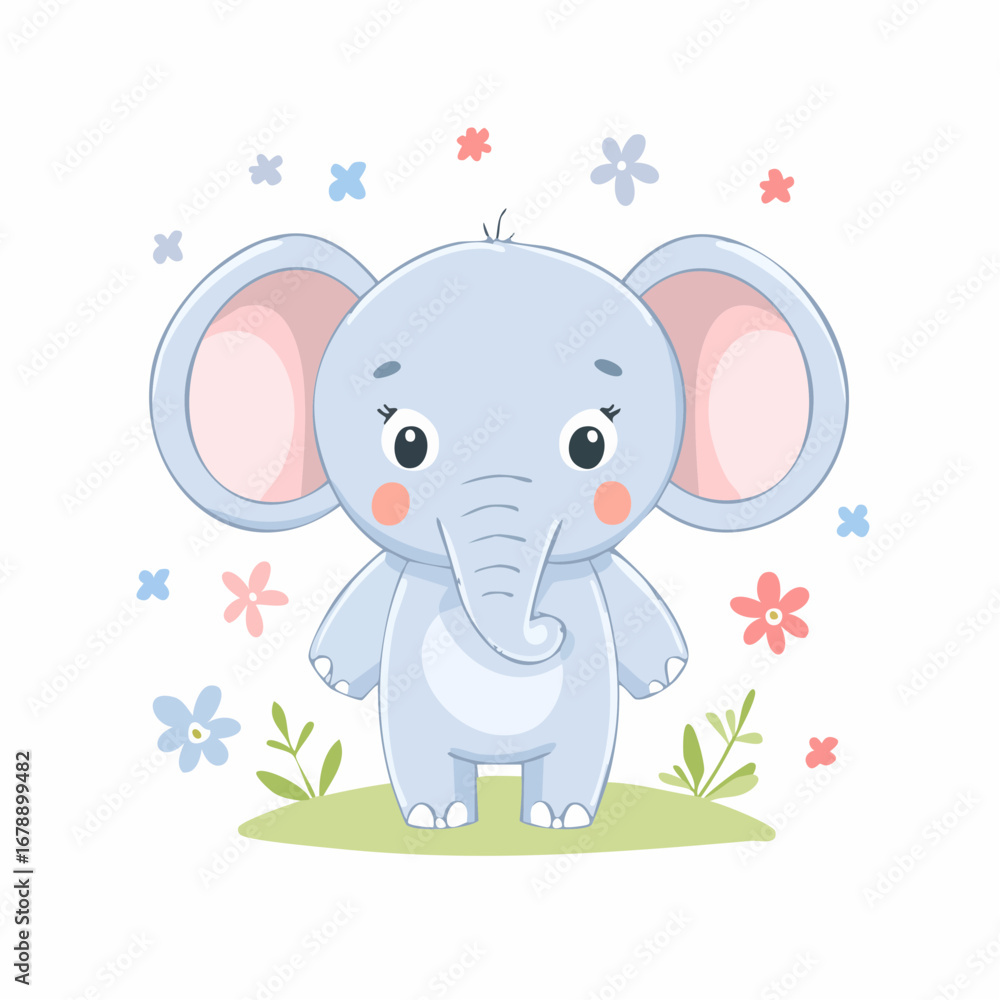 Fototapeta premium Fröhlicher Elefant im Kinderstil