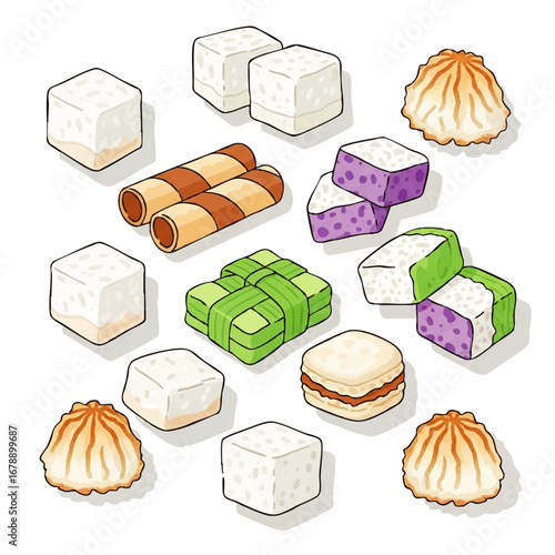 Deliciously colorful assortment of Filipino desserts for your creative projects and sweet cravings