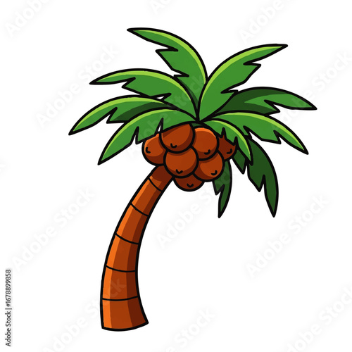 Tropical vibes with this cute cartoon style palm tree illustration ready for your summery designs
