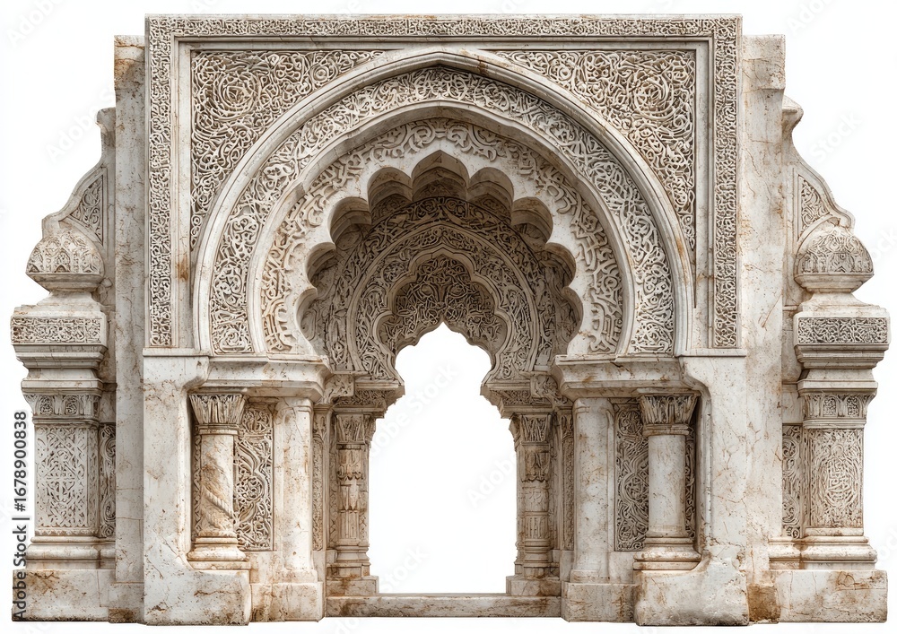 Obraz premium Ornate stone archway, detailed carvings, Islamic design