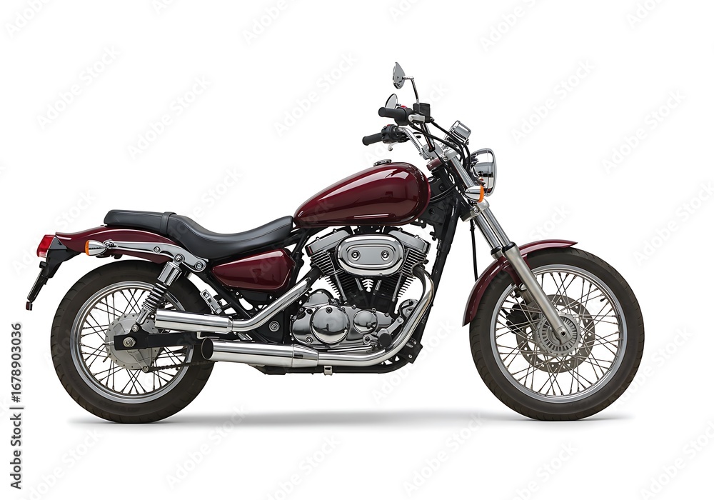 Fototapeta premium Classic maroon motorcycle profile