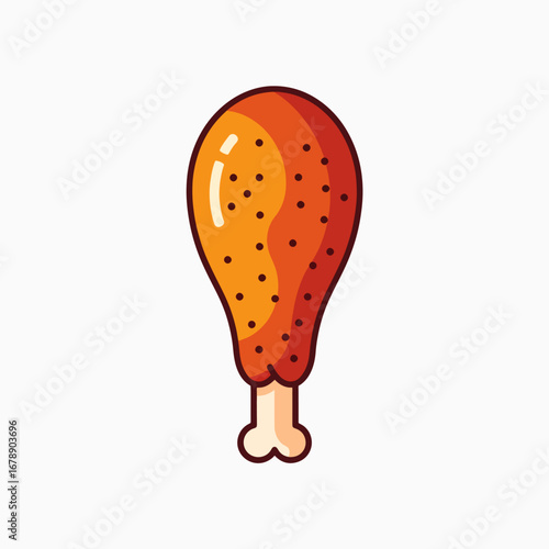 Crispy Fried Chicken Drumstick Food Icon Vector Illustration