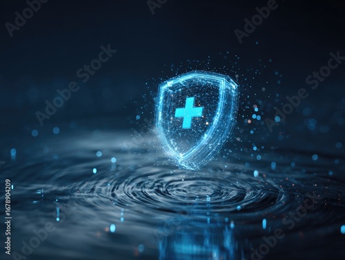 Digital Health Shield Protection Concept Futuristic.