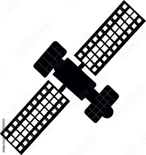 Space Communication Satellite Icon in Black