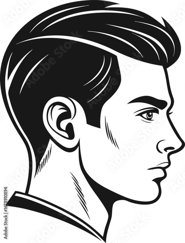Vector art of handsome young man with stylish hair in a vector illustration of profile