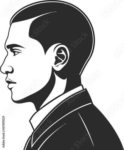 Vector art of handsome man with a short hairstyle in a classic and stylish style