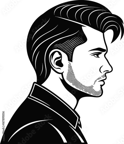 Vector art of stylish man with a modern hairstyle for barbershop and fashion concept