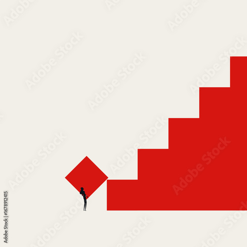 Business career beginning vector concept. Symbol of difficult start, growth, success and achievement. Minimal design eps10 illustration.