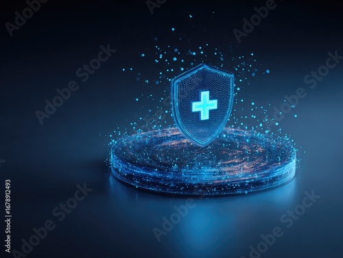 Futuristic Healthcare Technology and Medical Data Protection Concept.