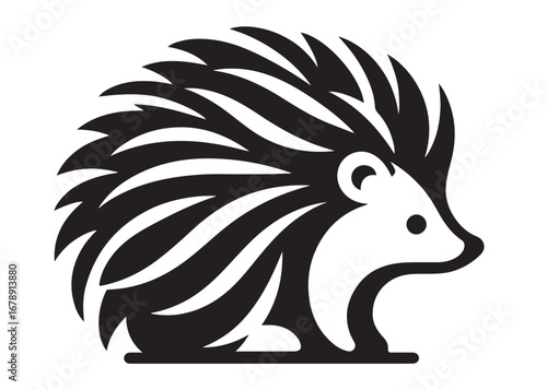 hedgehog logo silhouette vector, hedgehog vector silhouette logo illustration, cute hedgehog vector silhouette, hedgehog logo silhouette vector on white background