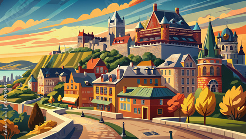 The Historic District of Old Quebec in Canada stands as a fortified colonial city, with cobblestone streets, stone ramparts, and elegant French-style architecture overlooking the majestic St. Lawrence