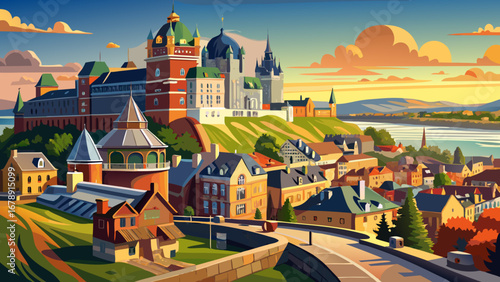The Historic District of Old Quebec in Canada stands as a fortified colonial city, with cobblestone streets, stone ramparts, and elegant French-style architecture overlooking the majestic St. Lawrence