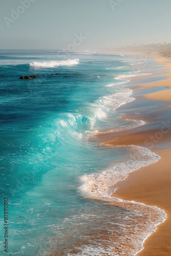 Tranquil beach scene with turquoise waves