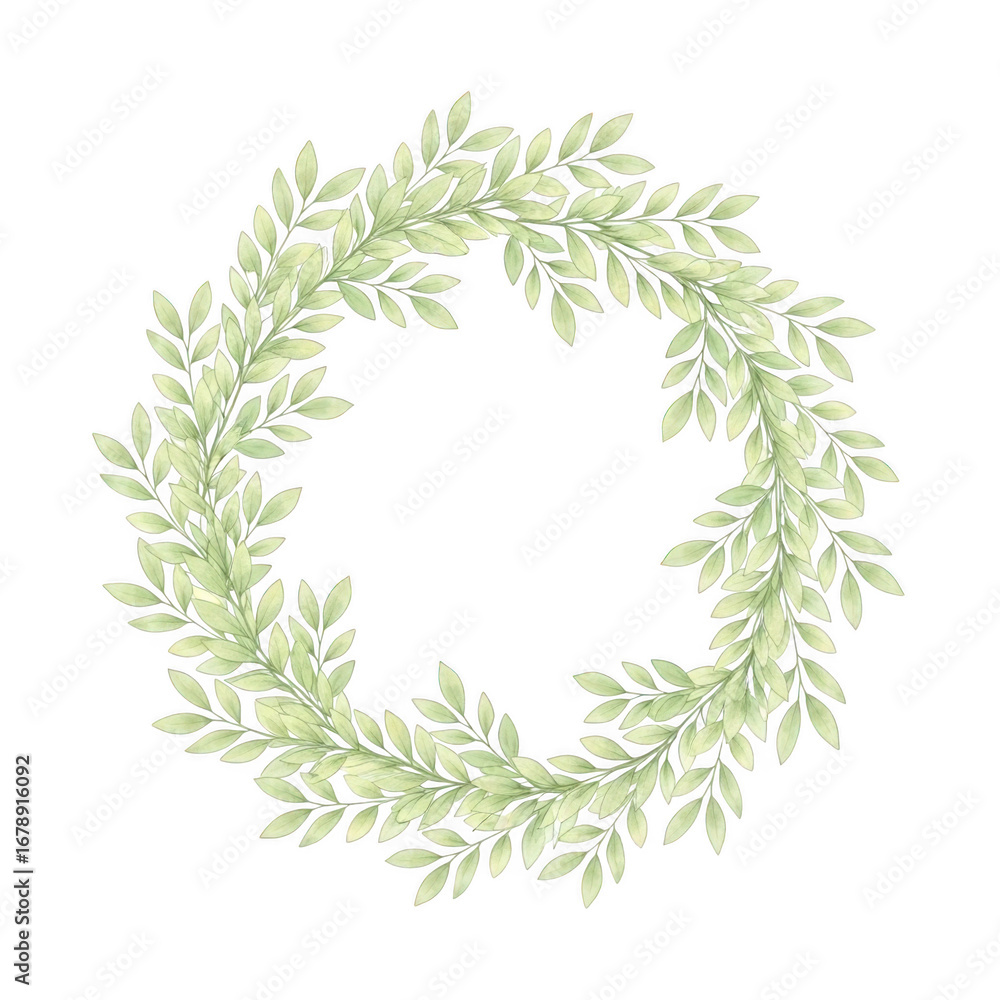 Naklejka premium Delicate green leaf wreath isolated on transparent background