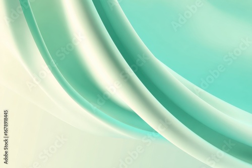 Soft Flowing Fabric in Gentle Mint and Cream Tones for Design