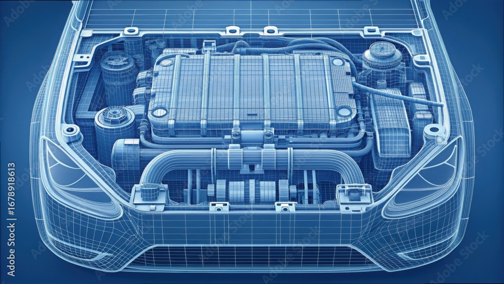 Obraz premium Detailed 3D Render of Hydrogen Fuel System Technology Standard V2