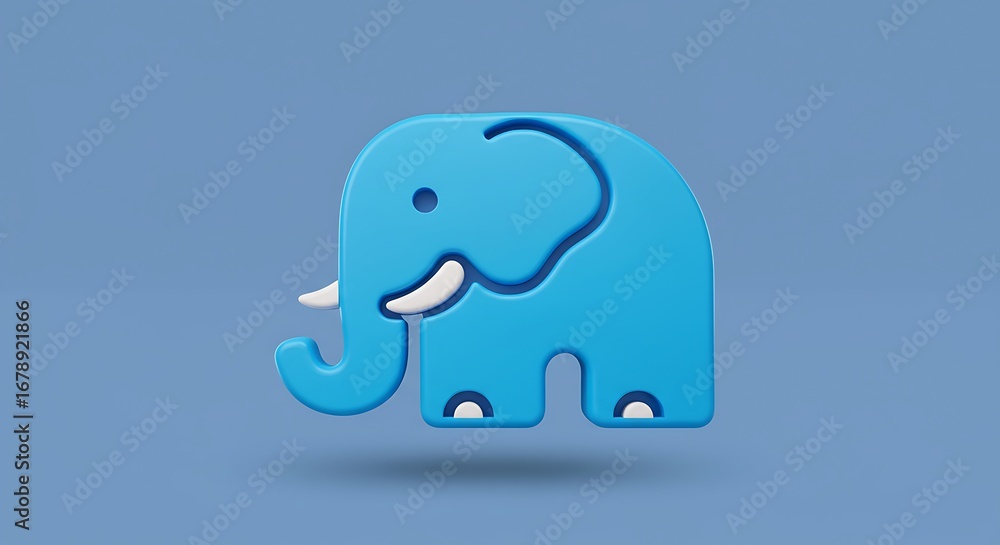 Fototapeta premium Adorable 3D Rendered Blue Elephant Icon on a Soft Blue Background