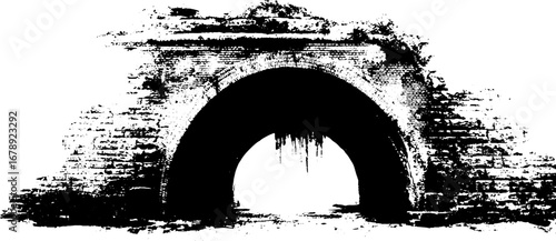 Urban decay archway in black and white stencil style for design