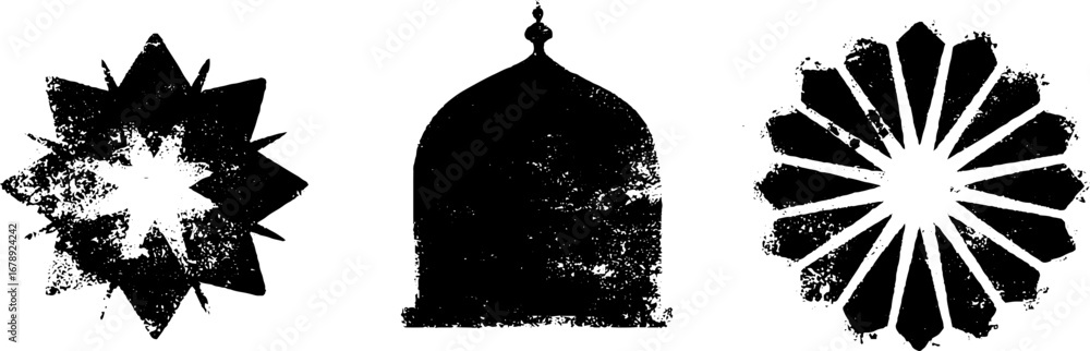 Fototapeta premium Black and white arabe stencil set for design and decoration