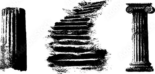 Black and white architectural stencil art collection for design and decoration