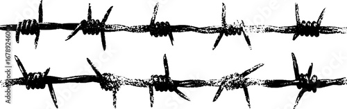 Grungy barbed wire stencil art for vintage urban design and decoration