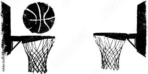 Grunge basketball stencil art set for urban design and decor
