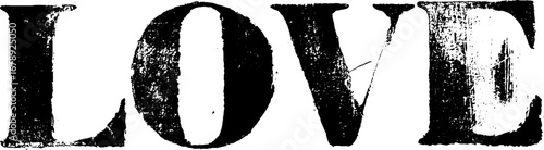 Bold black and white love stencil illustration set for creative designs