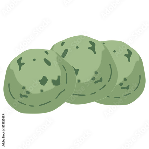 Spinatknödel spinach dumpling Austrian food flat color vector illustration template design