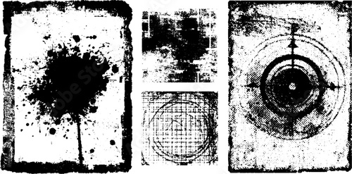 Black and white camo stencil collection for vintage design and urban art