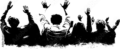 Black and white stencil crowd illustration set for urban design projects