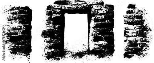 Vintage grunge brick wall stencil set for urban design and decoration