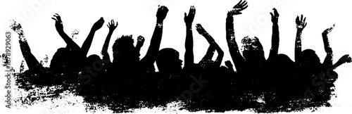 Black and white stencil silhouettes of dancing people for urban design and posters