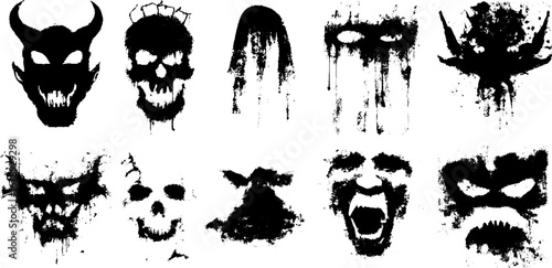 Monochrome demon stencil set for urban design and art projects