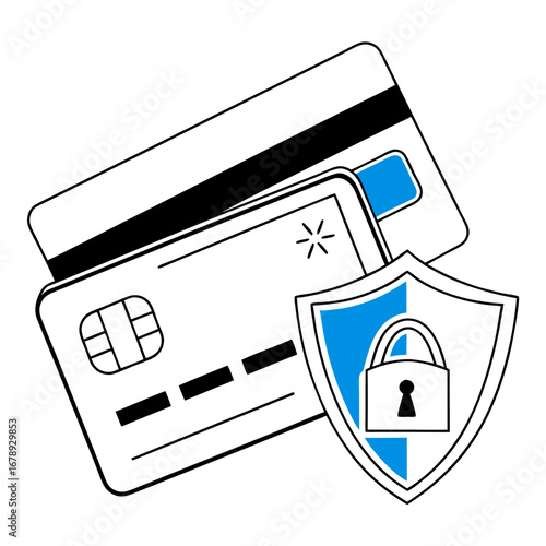 Digital Credit Card with Shield – Online Security Protection Concept