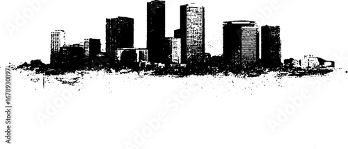 Urban skyline silhouette in black and white for design and art projects