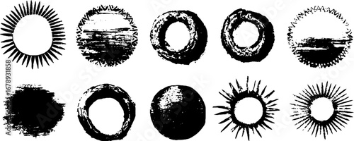 Black and white geometric circle stencil collection for creative design projects