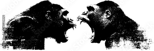 Black and white gorilla stencil art set for urban design and decor